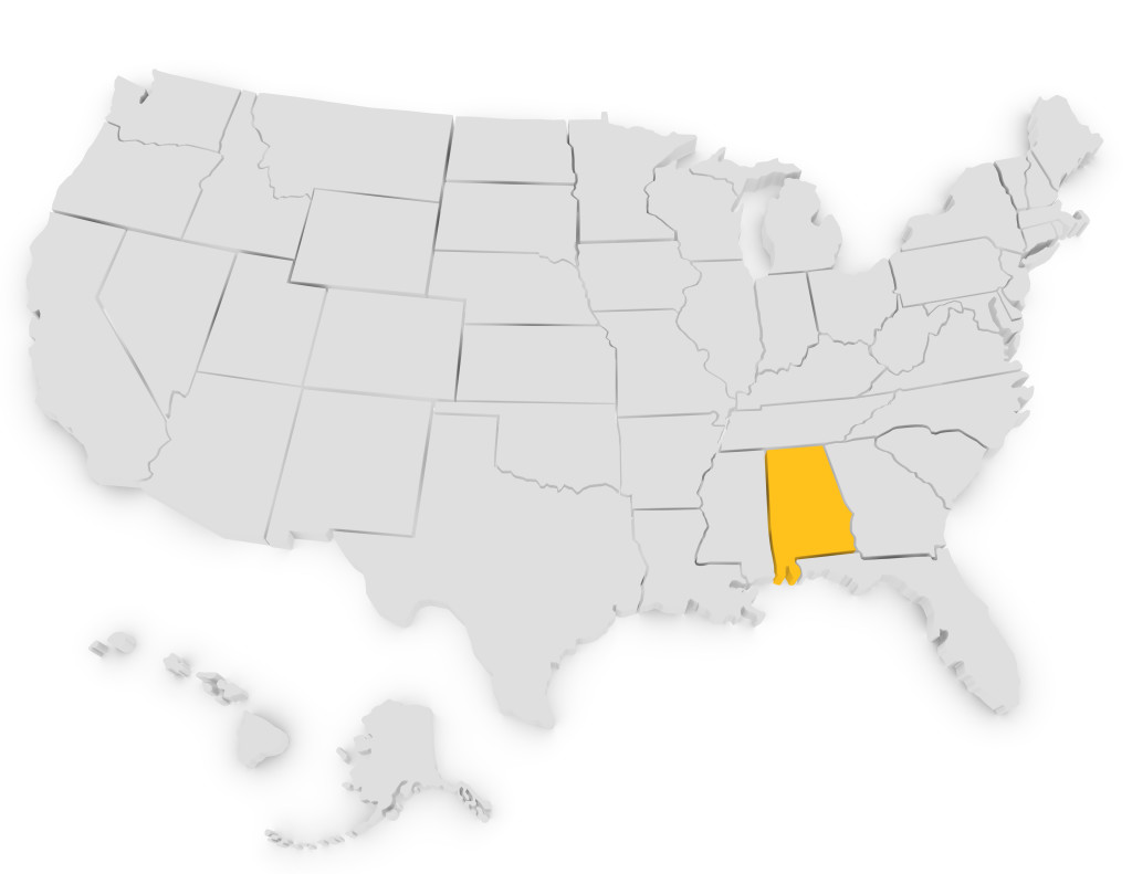 3d Render of the United States Highlighting Alabama